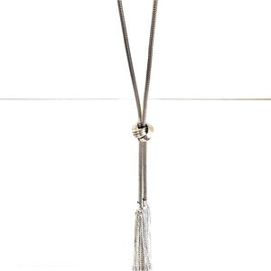 Silver Snake Chain with Knot and Tassel Necklace